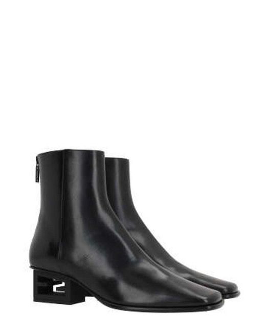 Fendi Black Square-toe Heeled Boots