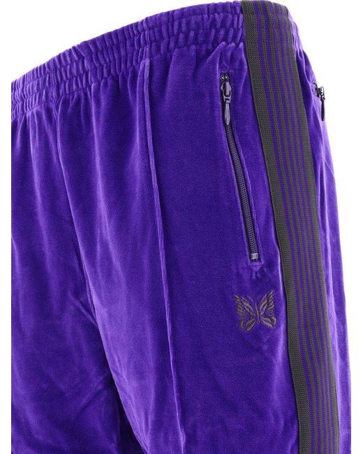 Needles Purple Velour Track Trousers for men