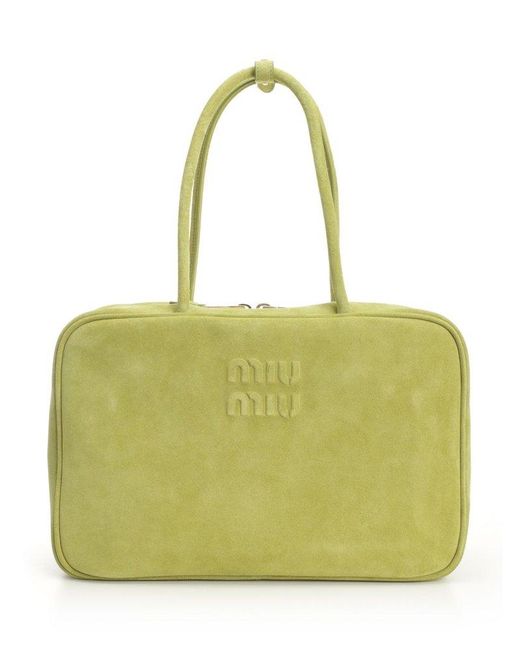 Miu Miu Green Beau Zipped Tote Bag
