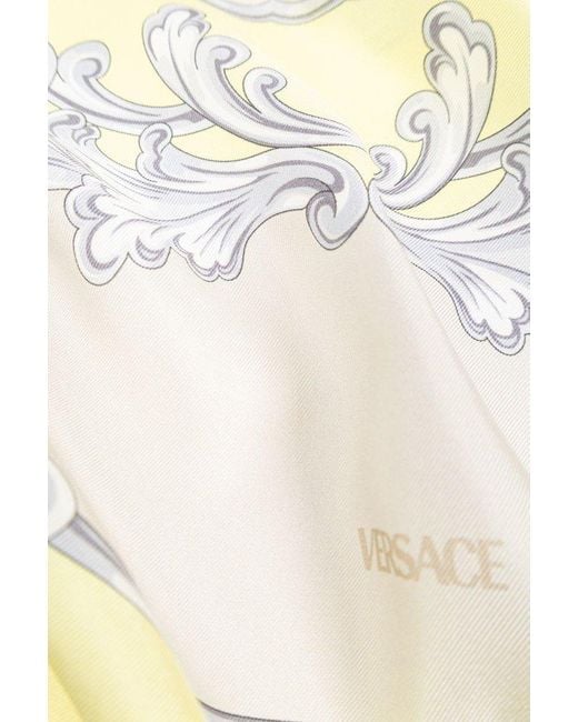 Versace White Silk Scarf With Medusa Cameo Print