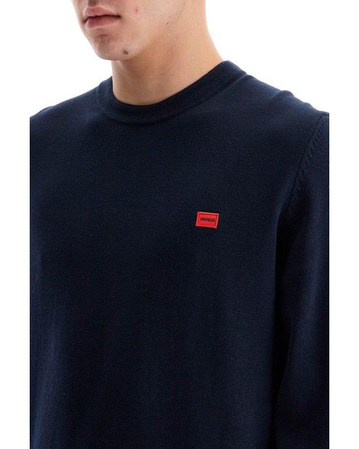 Boss Blue Crewneck Knitted Jumper for men