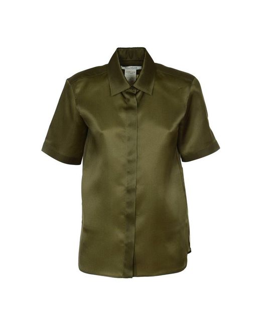 Max Mara Green Buttoned Short-sleeved Shirt