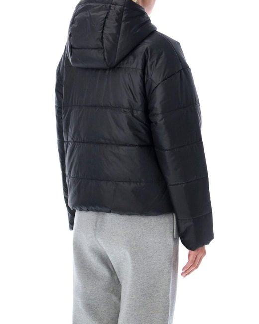 Nike Synthetic Logo Printed Zipped Hooded Quilted Jacket in Black | Lyst  Australia