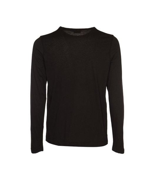 Dries Van Noten Black Long-sleeved Crewneck T-shirt for men