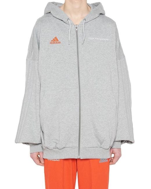 Gosha Rubchinskiy X Adidas Logo Zip Up Hoodie in Grey for Men | Lyst Canada