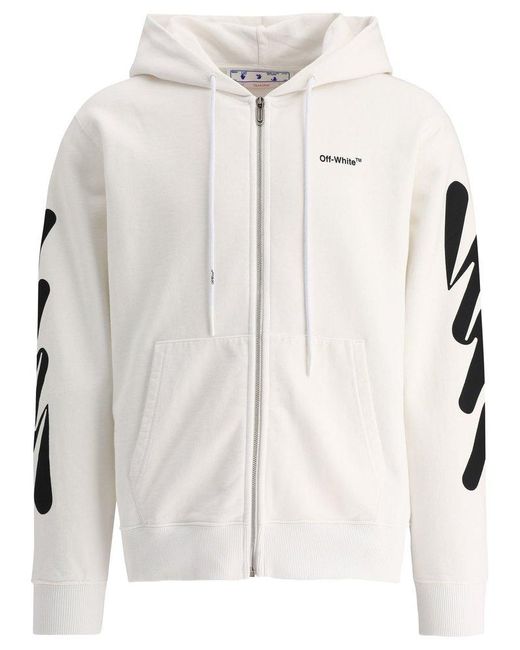 Off-White c/o Virgil Abloh Wace Diag Printed Zip-up Hoodie in White for Men  | Lyst