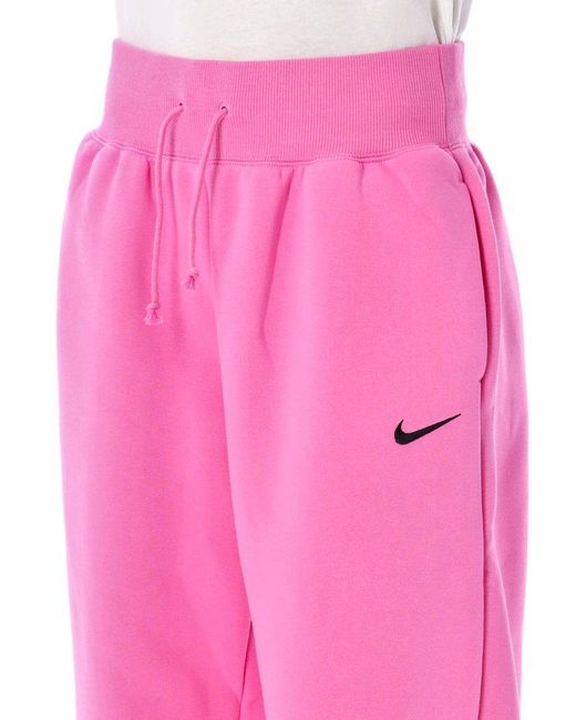 Nike Pink Logo Embroidered Drawstring Trousers