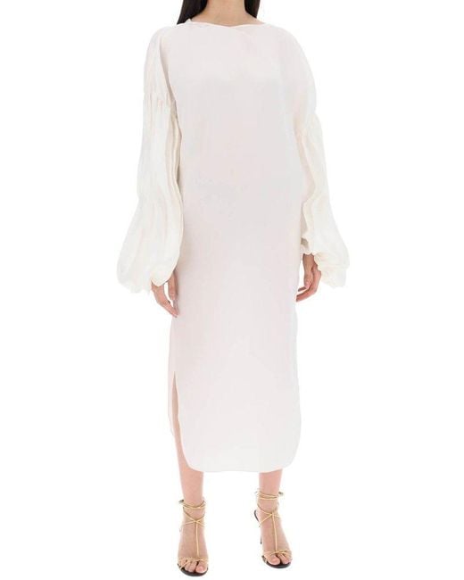 Khaite White Zelma Balloon-sleeved Maxi Dress