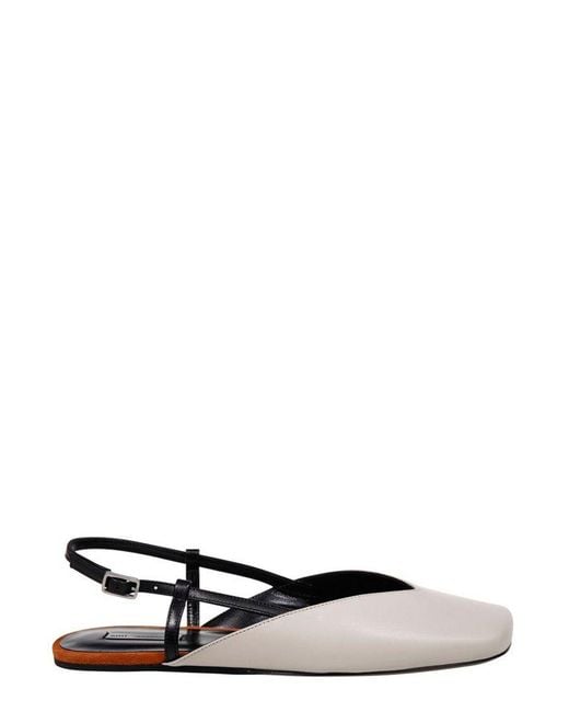 AMI White Leather Slingbacks