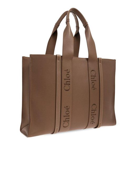 Chloé Brown 'woody Large' Shopper Bag,