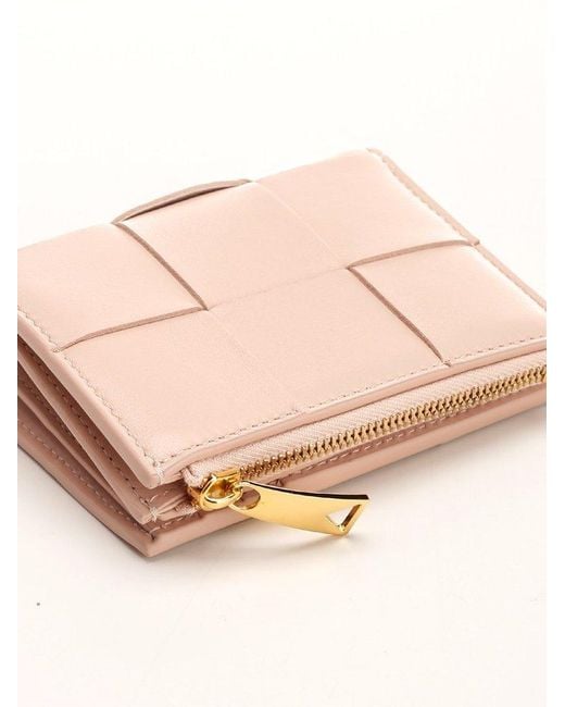 Bottega Veneta Pink Cassette Small Bi-fold Zip Wallet