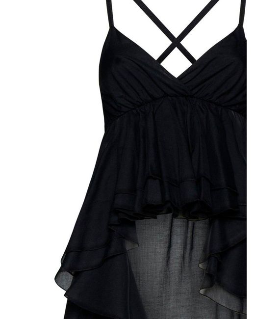 Kaos Black Ruffled Layered Sleeveless Top
