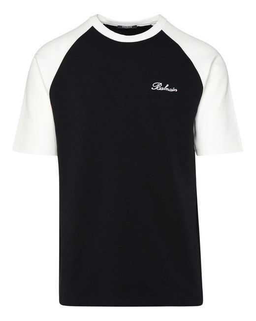 Balmain Black Cotton T-Shirt for men