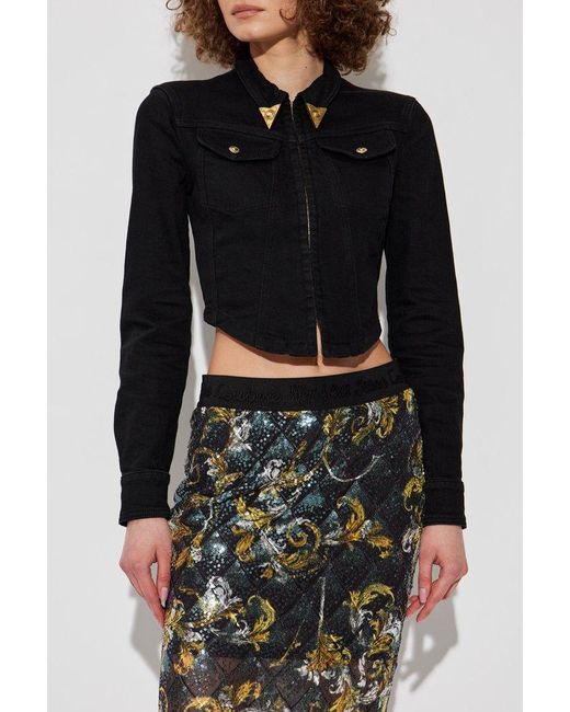 Versace Jeans Couture Black Cropped Denim Shirt