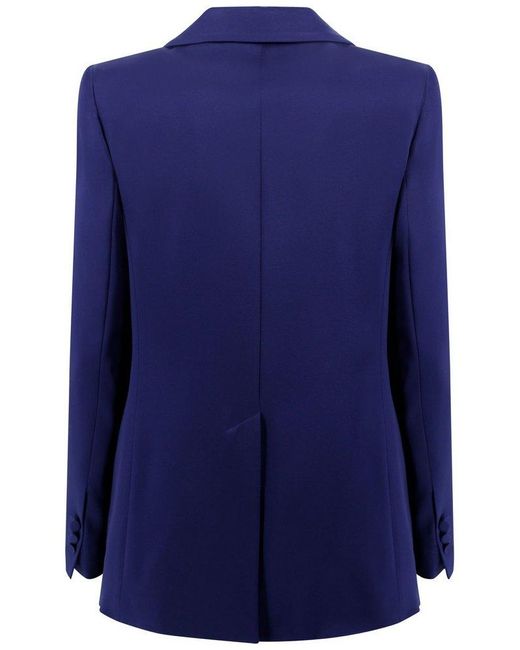 Max Mara Blue Galazia Single-Breasted Tailored Blazer