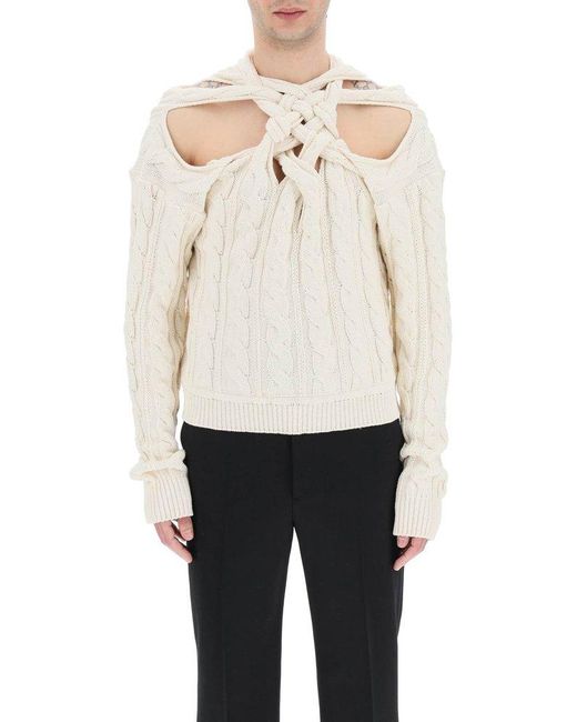 Y. Project White Braided Neck Pullover for men