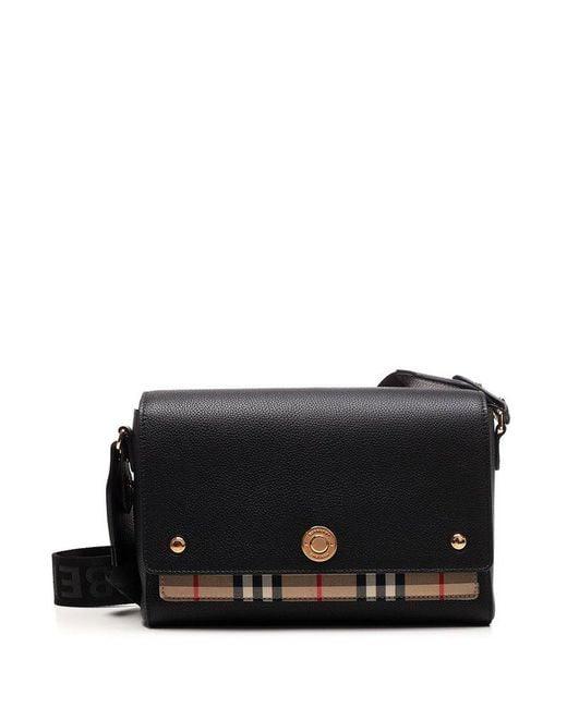 Burberry Leather Vintage Check Note Crossbody Bag in Black Lyst