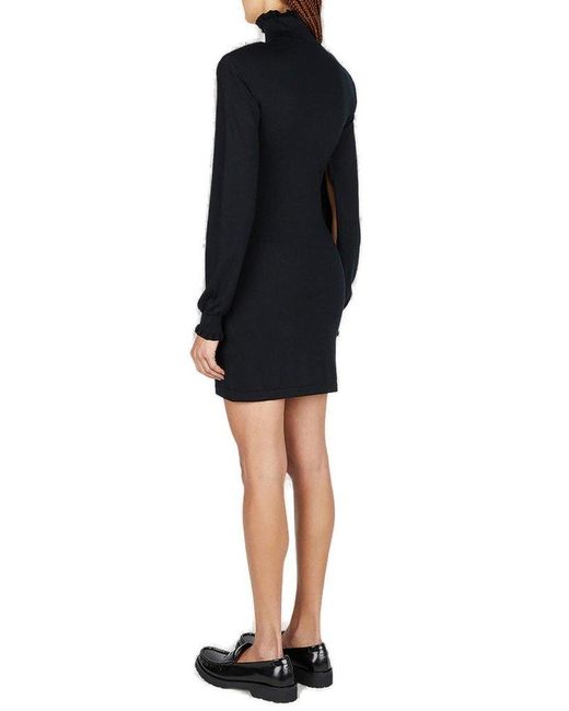 Sportmax Black High Neck Long-sleeved Mini Dress