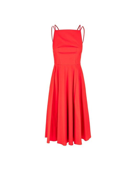 Theory Sleeveless Low-back Midi Dress in Red | Lyst