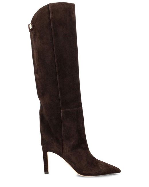 Jimmy Choo Brown Alizze 85 Knee-high Pointed-toe Boots