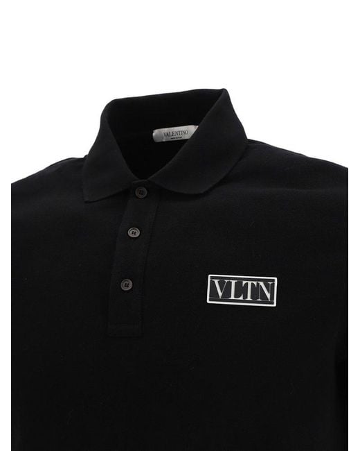 Valentino Black Vltn Tag Short-sleeved Polo Shirt for men