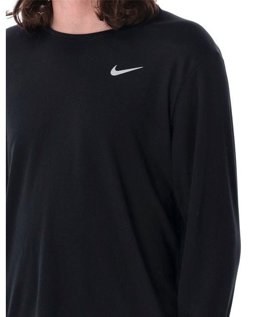 Nike Blue Swoosh-logo Long-sleeved Crewneck T-shirt for men