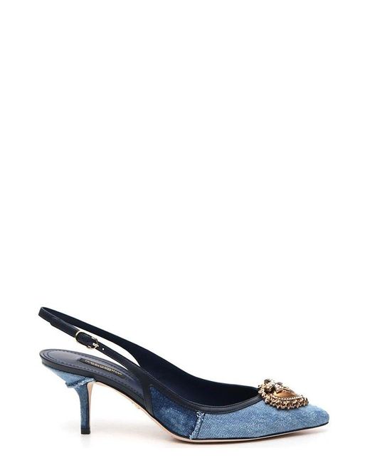 Dolce & Gabbana Denim Slingback Pumps in Blue | Lyst UK