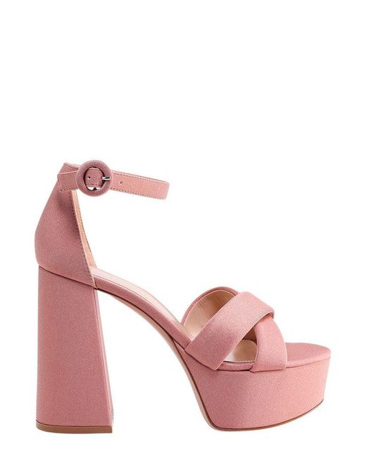 Gianvito Rossi Crossover Strap Open Toe Sandals in Pink | Lyst UK