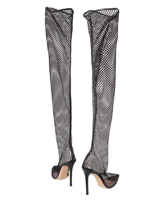 Gianvito Rossi Over the knee Mesh Boots in Black Lyst UK