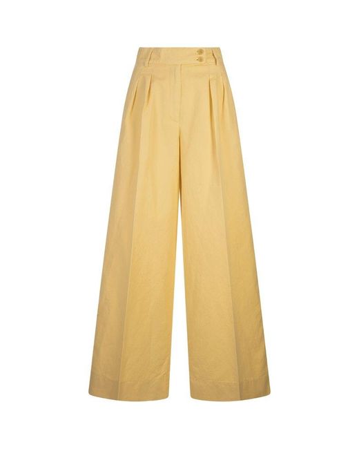 Aspesi Yellow High-rise Wide-leg Trousers