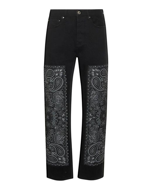 Amiri Black Denim Bandana Jacquard Straight Jeans for men