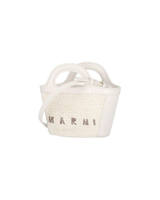 Marni White Mini Tote Bag Tropicalia