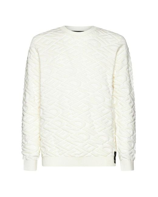 Fendi White Logo Wool Sweater for men