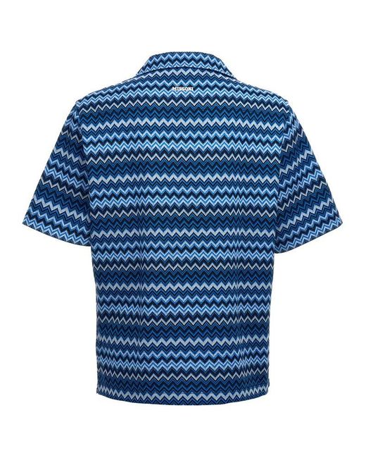 Missoni Blue Short-sleeved Shirt Shirt, Blouse for men