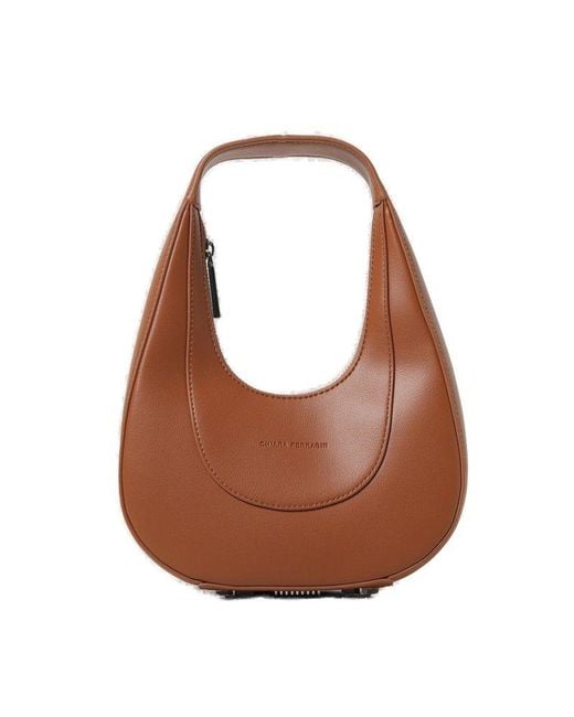 Chiara Ferragni Brown Logo Debossed Top Handle Bag