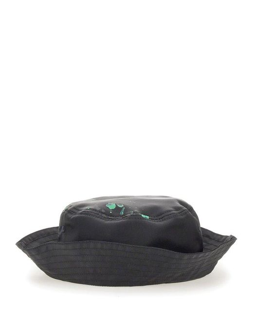 Moschino Gray Logo Printed Flat Crown Bucket Hat for men