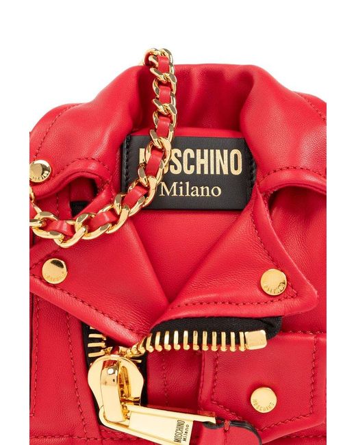 Moschino Red Leather Shoulder Bag,