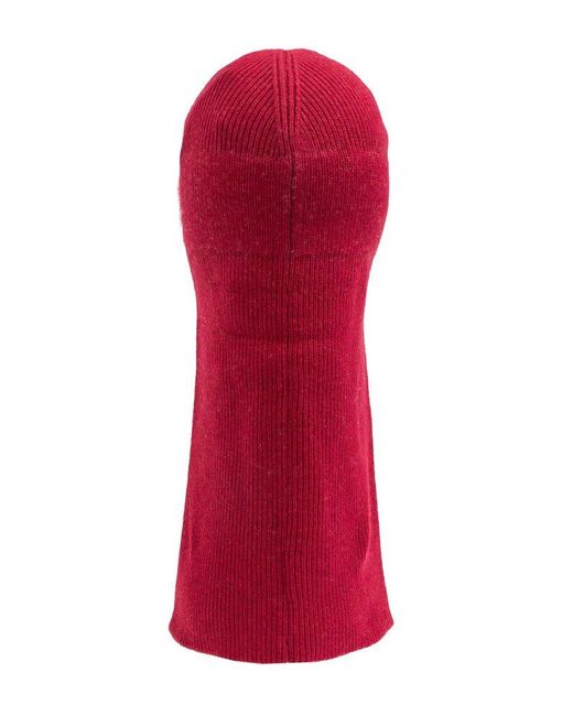 Moschino Red Logo Intarsia Knit Balaclava