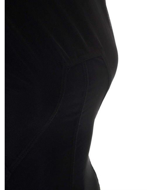 Rick Owens Black Sleeveless Tulle Side Slits Maxi Dress