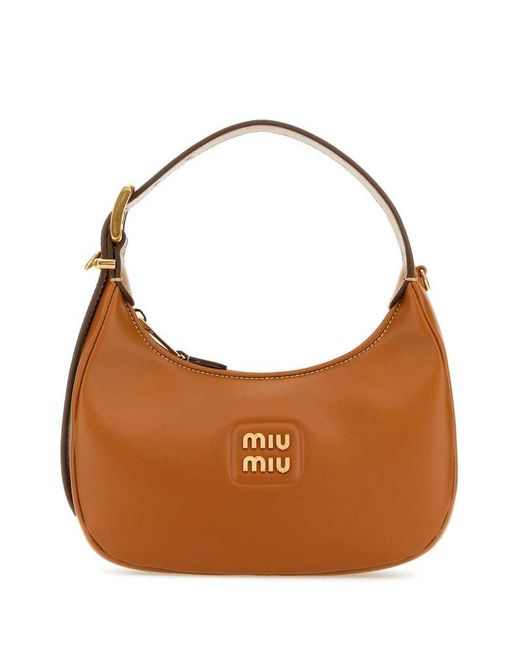 Miu Miu Brown Camel Leather Shoulder Bag