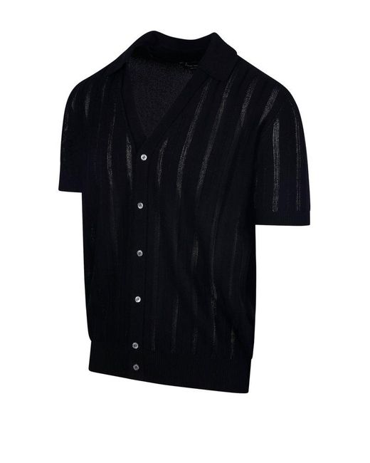 Roberto Collina Black Short-sleeve Knit Cardigan for men