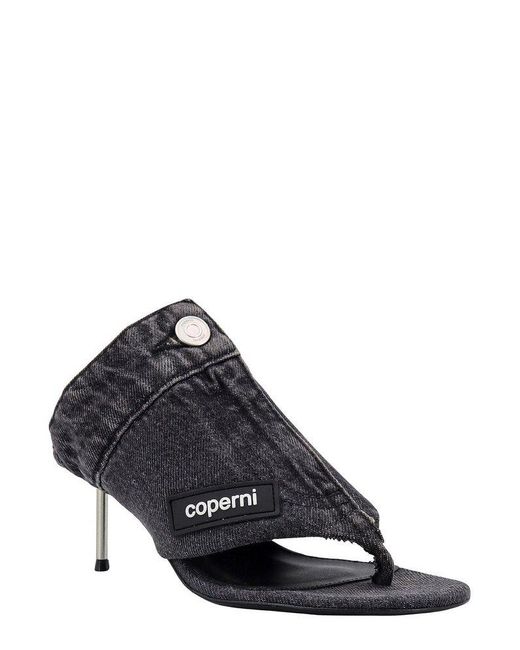 Coperni Black Denim Open Thong Sandals