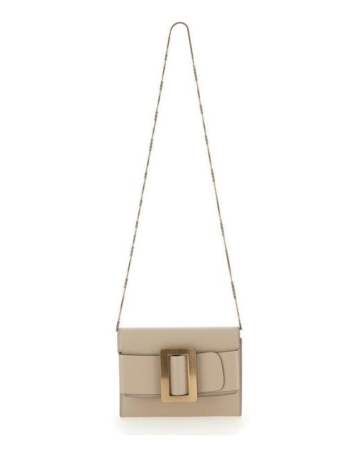 Boyy Buckle Detailed Chain Link Crossbody Bag in Natural | Lyst
