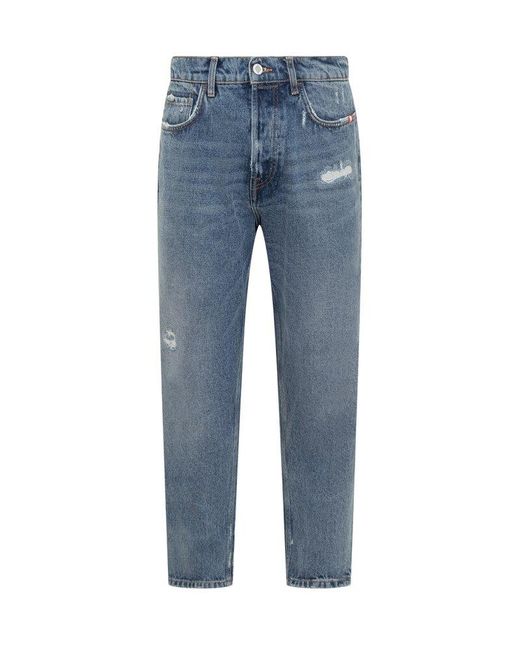 AMISH Blue Wide-leg Distressed Jeans for men