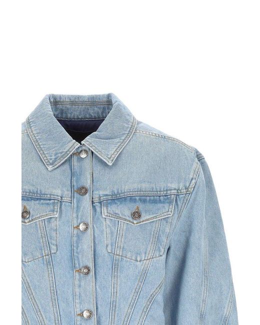 Mugler Blue Structured Denim Jacket