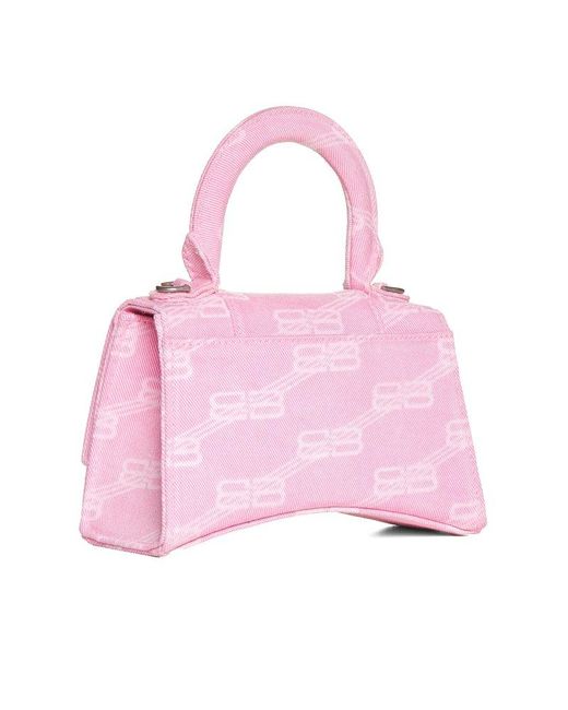 Hourglass XS Croc-Effect Leather Tote - Pink by Balenciaga