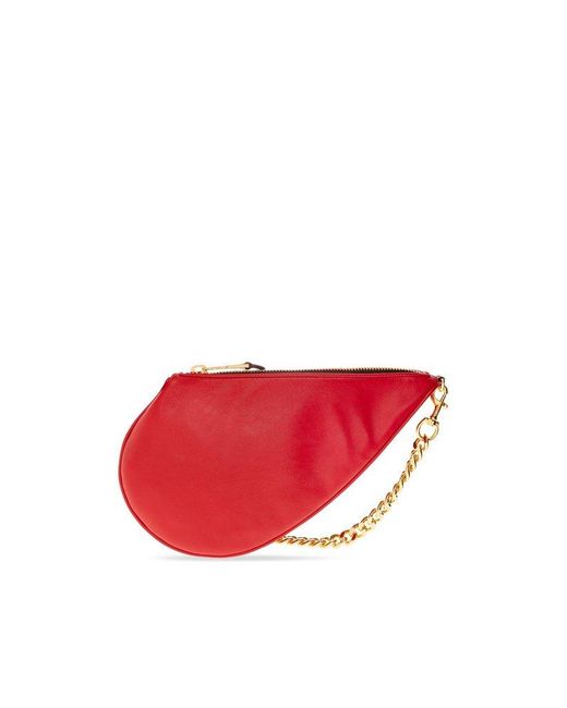 Moschino Red Asymmetric Zip-up Shoulder Bag