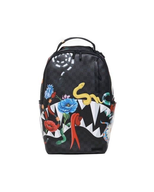 Sprayground Blue Graphic Printed Checked Backpack for men