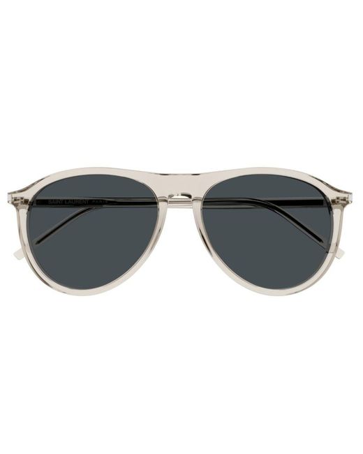 Saint Laurent Gray Aviator Frame Sunglasses