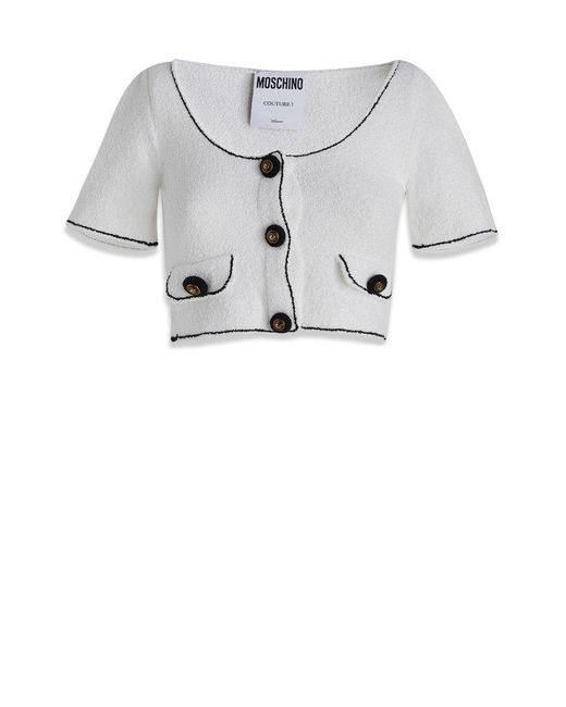 Moschino Gray Cropped Button-up Cardigan